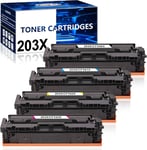 203X Cartouche de Toner pour HP 203X 203A CF540X CF540A CF541X CF542X CF543X pour Color Laserjet Pro MFP M281fdw M281fdn M280nw M281cdw M254dw M254nw M254dn (Noir Cyan Magenta Jaune, Pack de 4).[G1735]