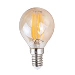 4 Pack E14 Clear Glass Bodied Golfball LED 4W Amber 2700K 440lm Light Bulb