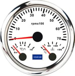 (WS 7000 RPM) 85 mm kierroslukumittarin mittari 0-3000 rpm 4000 rpm 6000 rpm 8000 rpm 3 in 1 mittari Veden lämpötila Öljynpaineen tuntimittari 7 värillinen taustavalo 9-32 V