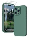 GOODVISH 3 in 1 Case for iPhone 15 Pro Max Case, [2 Screen Protector] Full Body Covered Anti-Scratch 4 Layer Shockproof Structure Soft Microfiber Lining Phone Case 6.7 inch, Pine Green