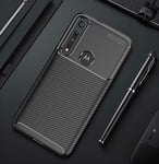 For Moto G8 Plus, Xt2019 Silicone Tpu Carbon Fibre Phone Case + Tempered Glass