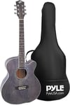 Pyle Cutaway- Acoustic Guitar Kits, 3/4 Guitar, Small Guitar-Size 36"/91cm, For Christmas Gift For Kids, Guitar For Beginners,Kids,Adults, 2Month Free Courses, 6Strings,Gig Bag,Tuner,Picks,Strap, Grey