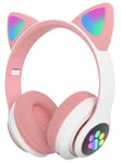 Cute Cat On-Ear Bluetooth Høretelefoner til børn - Hvid/Pink