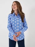 Crew Clothing Lulworth Tailored Floral Shirt, Bright Blue/White