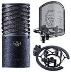 Aston Microphones Origin Black Bundle Microphone Cardioïde Ideal Performance à Condensateur et Large Membrane - Inclut le Filtre Anti-Pop et le Kit de Montage Antichoc Swiftshielld