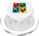 Colorful Funny Chicken Art, Crazy Chicken Rooster Family PopSockets PopGrip for MagSafe