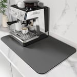 DK177 Coffee Mat Coffee Bar Mat Hide Stain Absorbent Drying Mat with Waterproof Rubber Backing Fit Under Coffee Maker Coffee Machine Coffee Pot Espresso Machine (Dark Grey, 24''X16'')