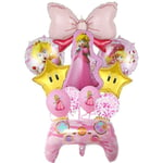 Super Mario Bros Set Princess Peach Ballonger Kostym Festdekoration Rosa Dekorativa fototillbehör Födelsedag Baby Shower 11pcs set-D