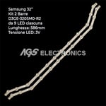 KIT 2 BARRES BANDES TV LED SAMSUNG D3GE-320SM0-R2 BN96-27468A UE32EH4003W