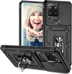 Coque Pour Samsung Galaxy S20 Ultra / S20 Ultra 5g Étui, Antichoc Militaire Coque Samsung S20 Ultra / S20 Ultra 5g Housse [Protection Caméra] [Support De Voiture Magnétique] Le Noir