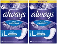 92 x Always Dailies Pantyliners Long / Large, Extra Protect - Lightly Scented