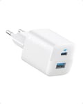 Chargeur Usb-C 33w Anker 323 Dual Port Blanc - Chargeur Ultra Compact Usb C/A - Compatible Iphone 14/14 Plus/14 Pro/14 Pro Max/13/12, Pixel, Galaxy, Ipad/Ipad Mini (Cable Non Inclus)