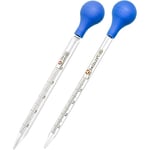 2 Pièces Pipettes en Verre, Compte-Gouttes Graduées Pipettes Verre Avec Brosse de Nettoyage, Pour Pharmacie, Parfum, Laboratoire, Hôpital, Chimie