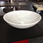 Handfat Italian Marble Carrara Slipad Rund