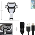  For Motorola Defy 2 Airvent mount + CHARGER holder cradle bracket car clamp