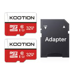 KOOTION Carte Micro SD 32 Go Lot de 2 Carte Mémoire UHS-I Vitesse jusqu'à 85 m/s,TF Micro SDHC, T-Flash Classe 10, U1 pour Drone/Dash Cam/Camera/Phone/Nintendo-Switch/PC/Tablet