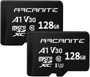 Lot De 2, 128 Go Cartes Mémoire Microsdxc Uhs-I U3, A1, V30, 4K, C10, Microsd, Vitesse De Lecture Imale De 90 Mo/S - Sans Adapteur