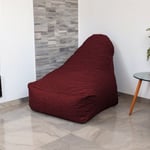 Pouf fauteuil XXL d'intérieur en tissu effet lin - 120x70x90 cm - Prune