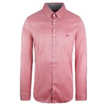 Lacoste Slim Fit Mens Pink Oxford Shirt Cotton - Size Large