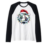 Cute Kawaii Soccer Ball Christmas Hat Xmas Raglan Baseball Tee