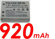 ★★★ 920 mAh Batterie Compatible CANON NB-10L Canon Powershot SX60, SX60 HS