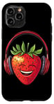 iPhone 11 Pro Funny Strawberry with Headphones for Music and Fruits Lovers Case