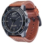 Alpinestars Tech 3H Black Leather Strap Bro Watch Matt Black / Black