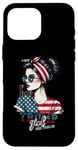 Coque pour iPhone 16 Pro Max Trump Girl Messy Bun Trump 2024 Élection Drapeau américain