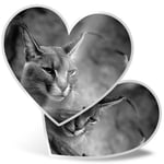 2 x Heart Stickers 15 cm - BW - Caracal African Lynx Cat #38979