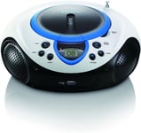 mini chaine hifi stéréo FM LECTEUR CD USB MP3 piles ou secteur bleu blanc noir