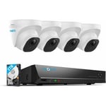 Reolink - Kit de Vidéosurveillance 4K 8MP Détection de Personne et Véhicule, 8CH PoE nvr 2To hdd Système de Surveillance Filaire,RLK8-800D4-A