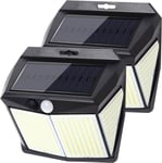 Lot de 2 de 412LED Lampe Solaire Extérieur Détecteur de Mouvement Lumière étanche Sans Fil 3 Modes éclairage IP65 étanche