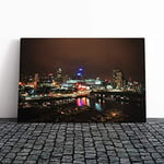 Big Box Art Canvas Print Wall Art Melbourne at Night Skyline Australia 2 | Mounted & Stretched Box Frame Picture | Home Decor for Kitchen, Living Room, Bedroom, Hallway, Multi-Colour, 24x16 Inch