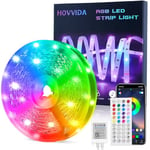 HOVVIDA Ruban LED 15M, 1 Rouleau, 30 LED/Mètre, 24V RVB Bande LED, 450 LED, APP et Télécommande, Synchronisation de la Musique, Mode Minuterie, pour Chambre, Salle de Jeux, Fête, Festival