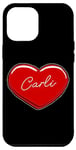 Coque pour iPhone 14 Plus Carli Cœur dessiné à la main avec inscription « First Name Hearts I Love Carli »