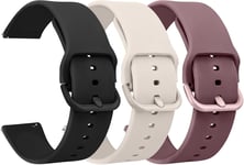 3pack Bracelets De Montres Silicone 20mm 22mm, Remplacement Dégagement Rapide Pour Femme Homme 20mm 22mm (20mm, Starlight/Fumée Violette)[Con110069]