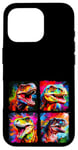 Coque pour iPhone 16 Pro Dinosaure T Rex Pop Art Dessin Coloré Peinture