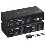 4K120Hz HDMI Commutateur KVM 2 pc 2 Monitors 8K60Hz Pour KVM Switch 2 PC 2 écrans avec 4 Ports USB 3.0 Prend en Charge le Contrôle des Câbles de BureauInclut 2 Câbles USB3.0