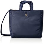 Tommy Hilfiger Cabas Femme Sac TH Flow Tote Solid Fermeture Éclair, Bleu (Space Blue), Taille Unique