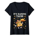 Womens It's Raining Tacos Funny Taco Lovers Kids Girls Boys & Adult V-Neck T-Shirt