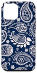 iPhone 12 mini Blue Navy Paisley Boho Bandana Floral Aesthetic Groovy Case