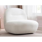 Vente-unique Fauteuil pivotant en tissu bouclette blanc POZETI