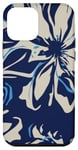 Coque pour iPhone 12 mini Bleu marine audacieux avec motif floral crème