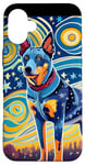 Coque pour iPhone 16 Plus Chien de bétail bleu à talons dans le style de l'art de chien de nuit étoilée