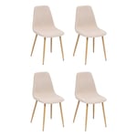 Lot de 4 Chaises Velours Côtelé "Roka" 87cm Beige