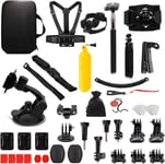 Kit d'accessoires 50 en 1 pour caméra d'action Compatible avec GoPro Hero 11 10 9 8 7 6 5 4, GoPro Max, Fusion, DJI Osmo Action, AKASO, Insta 360, etc. - Comprend Un Support de tête de caméra.[G2458]