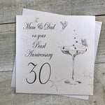 White Cotton Cards To Mum and Dad on your Pearl Handmade 30th Anniversary Card, BD130M