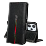 Case for Xiaomi Redmi 12, Magnetic Leather Wallet Card Slots Xiaomi Redmi 12 Phone Case, Flip Silicone TPU Bumper Protective Cover with Kickstand, Shockproof Book Case for Xiaomi Redmi 12 Black