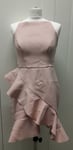 New River Island Light Pink Frill High Neck Bodycon Dress Size 12