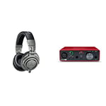 Audio Technica ATH-M50XGM Professional Monitor Headphones, Metal & Focusrite Scarlett Solo 3rd Gen USB Audio Interface, for the Guitarist, Vocalist, Podcaster or Producer, Studio Quality Sound